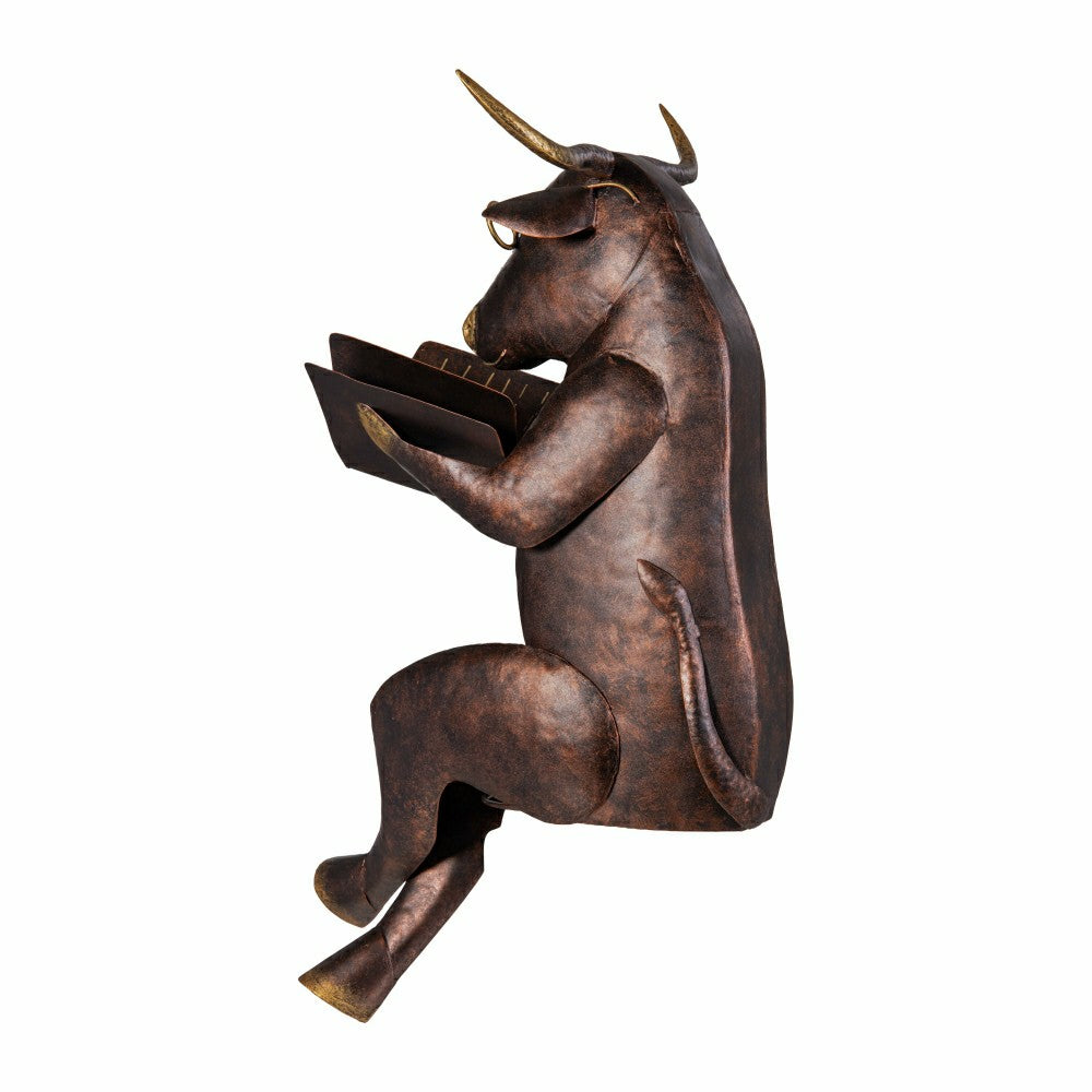 Plow & Hearth Cow Reading a Book Garden Statue