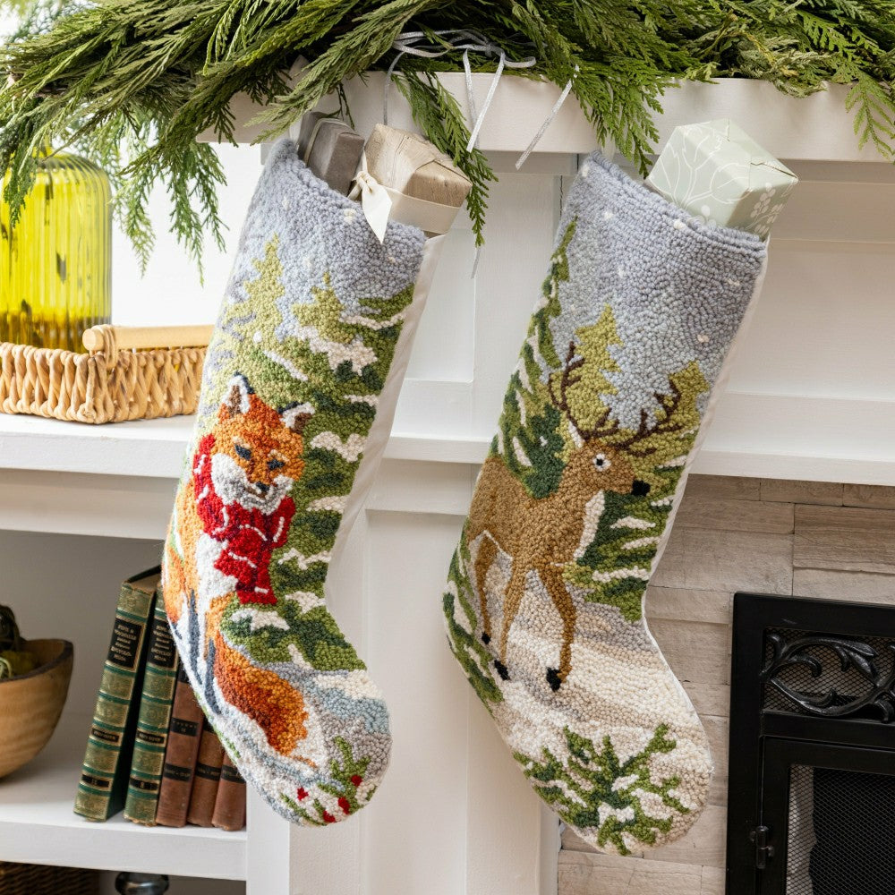 Plow & Hearth Snow Fox Hook Stocking