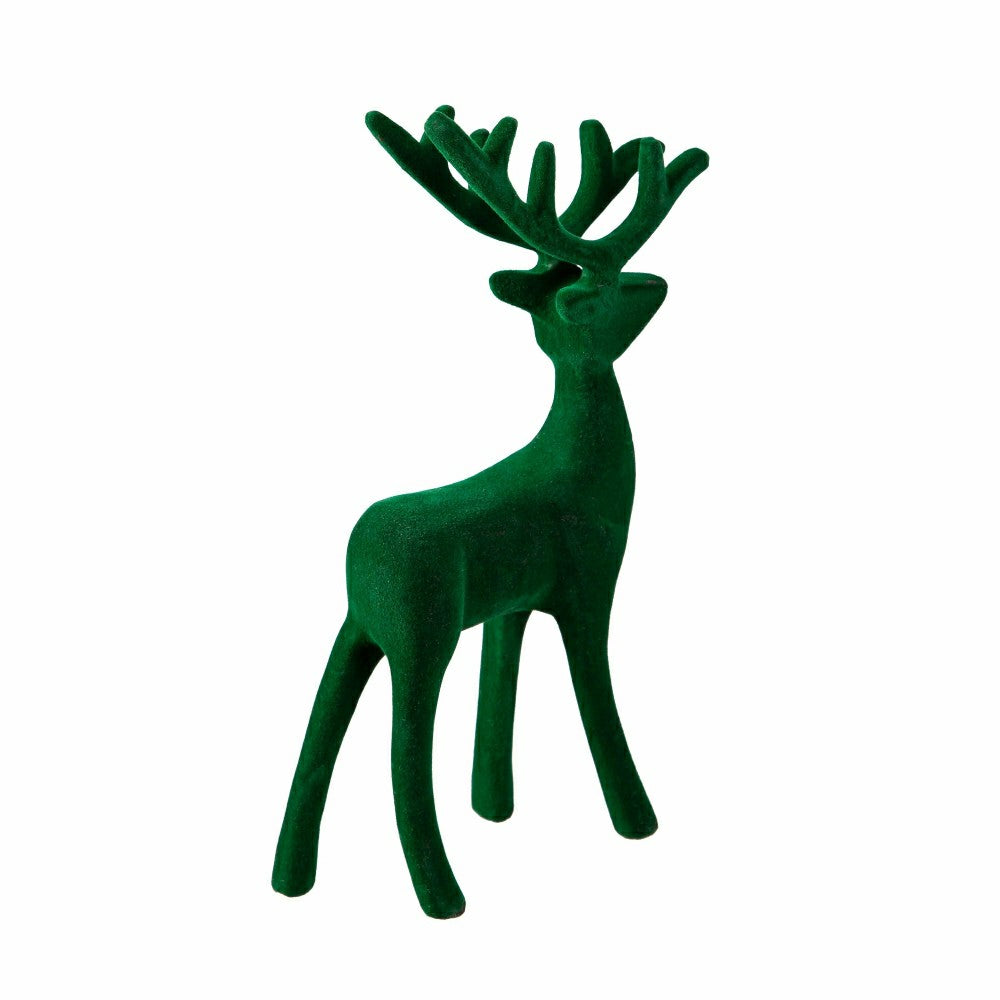 Plow & Hearth Joyful Traditions Table Decor Flocked Deer, Asst of 2