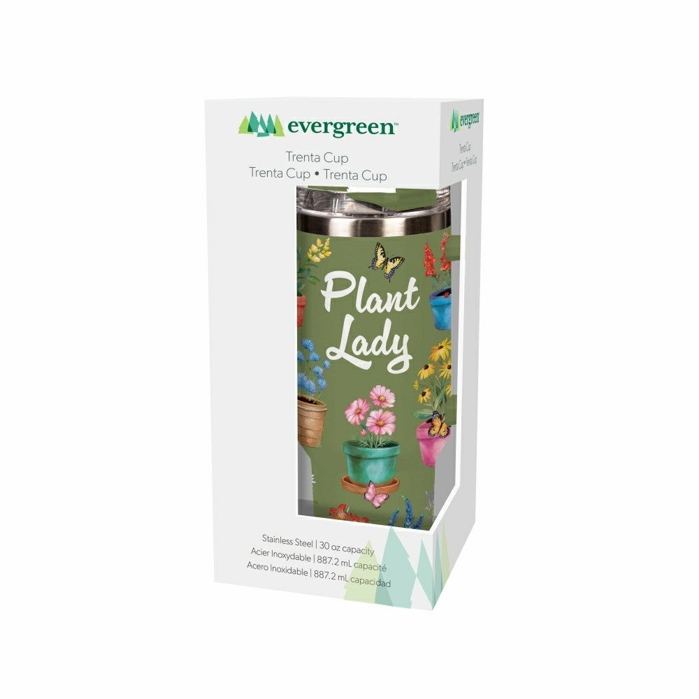 Plow & Hearth Cottage Garden Tumbler Trenta Cup Double Wall Stainless Steel, Plant L