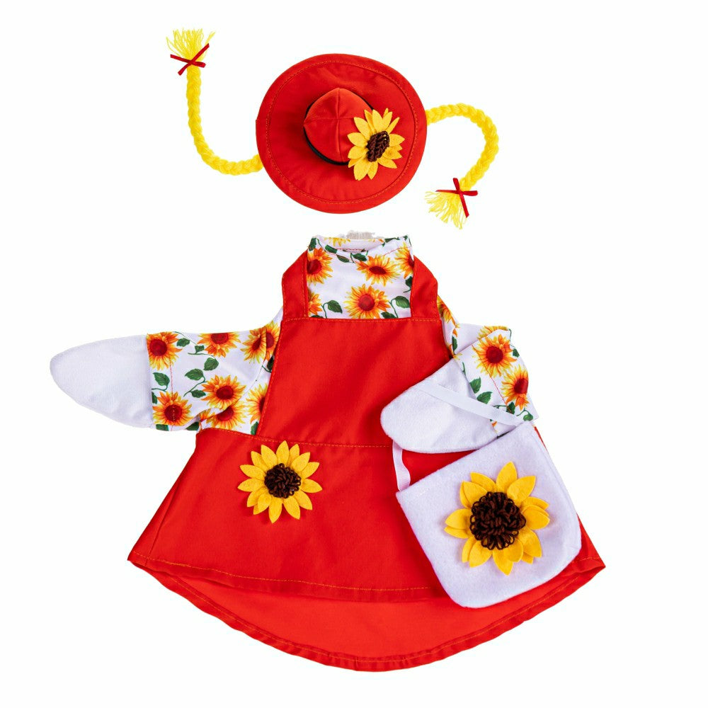 Plow & Hearth Giddy The Goose, Metal Porch Statue With Sunflower Dress Outfit, 21"H