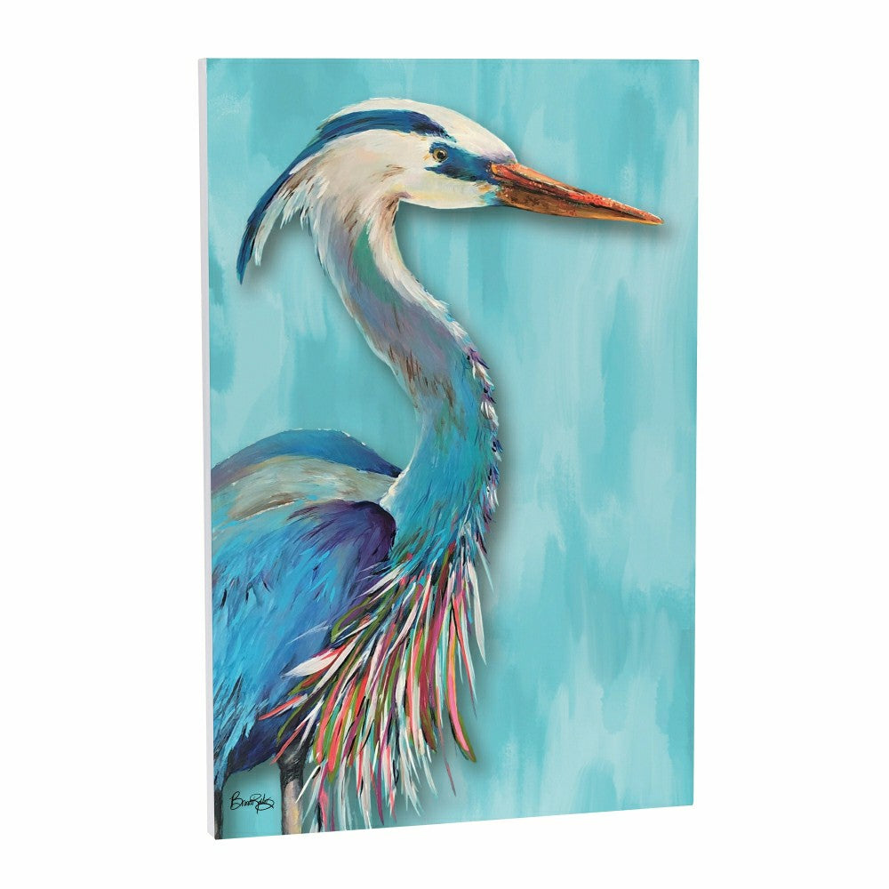 Plow & Hearth Seaside Retreat Indoor Wood Wall Décor, Heron, 24"x16"