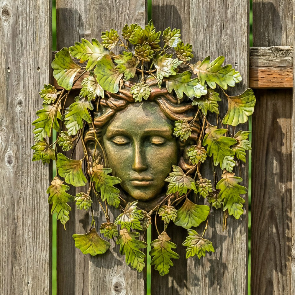 Plow & Hearth Green Floral Nymph Metal Wall Décor