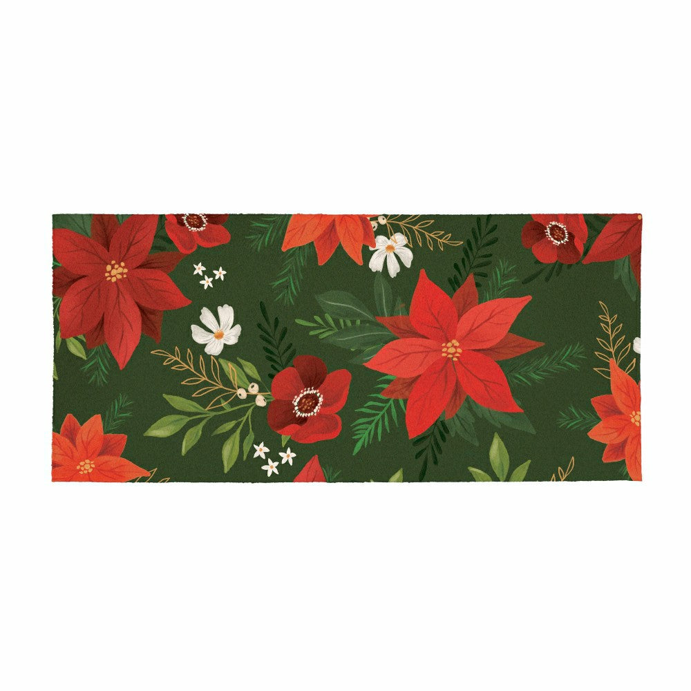 Plow & Hearth Flocked Coir Sassafras Switch Mat,Flower with Leaf, 22"x10"