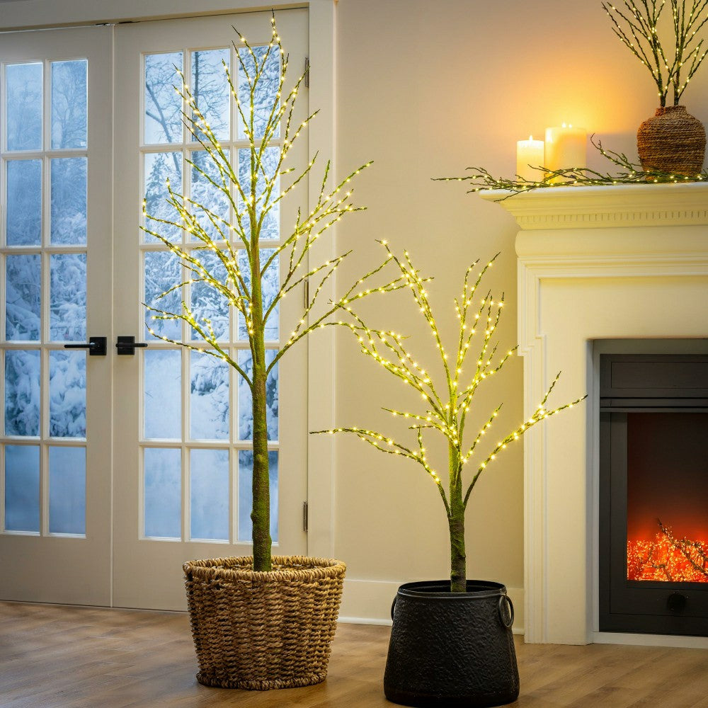 Plow & Hearth Winter Grove Tree Mossy Indoor/Outdoor LED Artificial Tree, 48"H