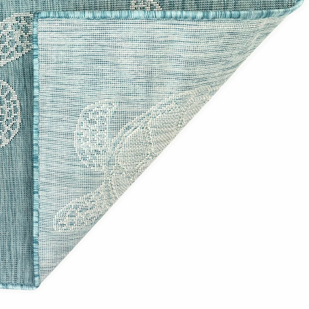 Plow & Hearth Indoor/Outdoor Textured Sea Turtles Polypropylene Rug, 7'10" Round