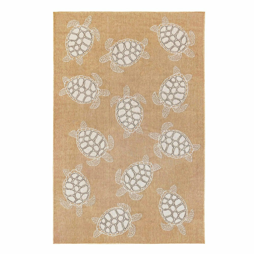 Plow & Hearth Indoor/Outdoor Textured Sea Turtles Polypropylene Rug, 7'10" x 9'10"