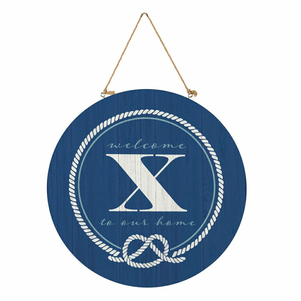 Plow & Hearth Coastal Door Décor Monogram Blue 18" X