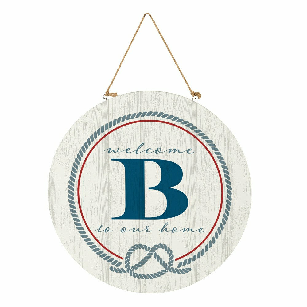 Plow & Hearth Coastal Door Décor Monogram White 18" B