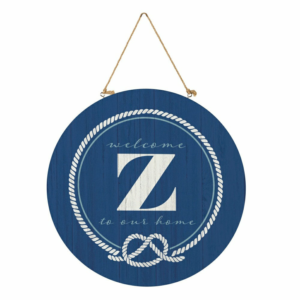 Plow & Hearth Coastal Door Décor Monogram Blue 18" Z