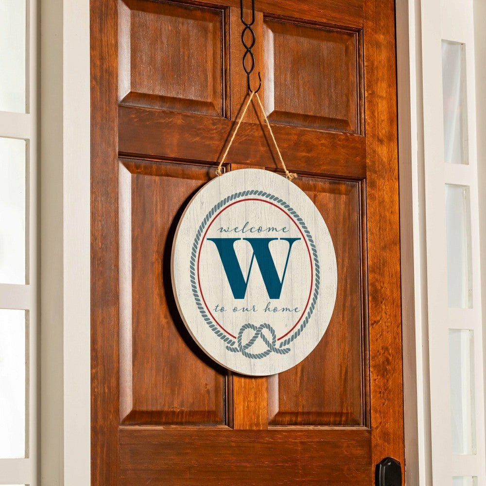 Plow & Hearth Coastal Door Décor Monogram White 18" W