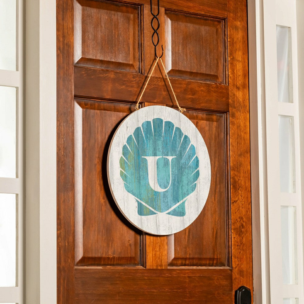 Plow & Hearth Coastal Door Décor Shell Monogram 18" U
