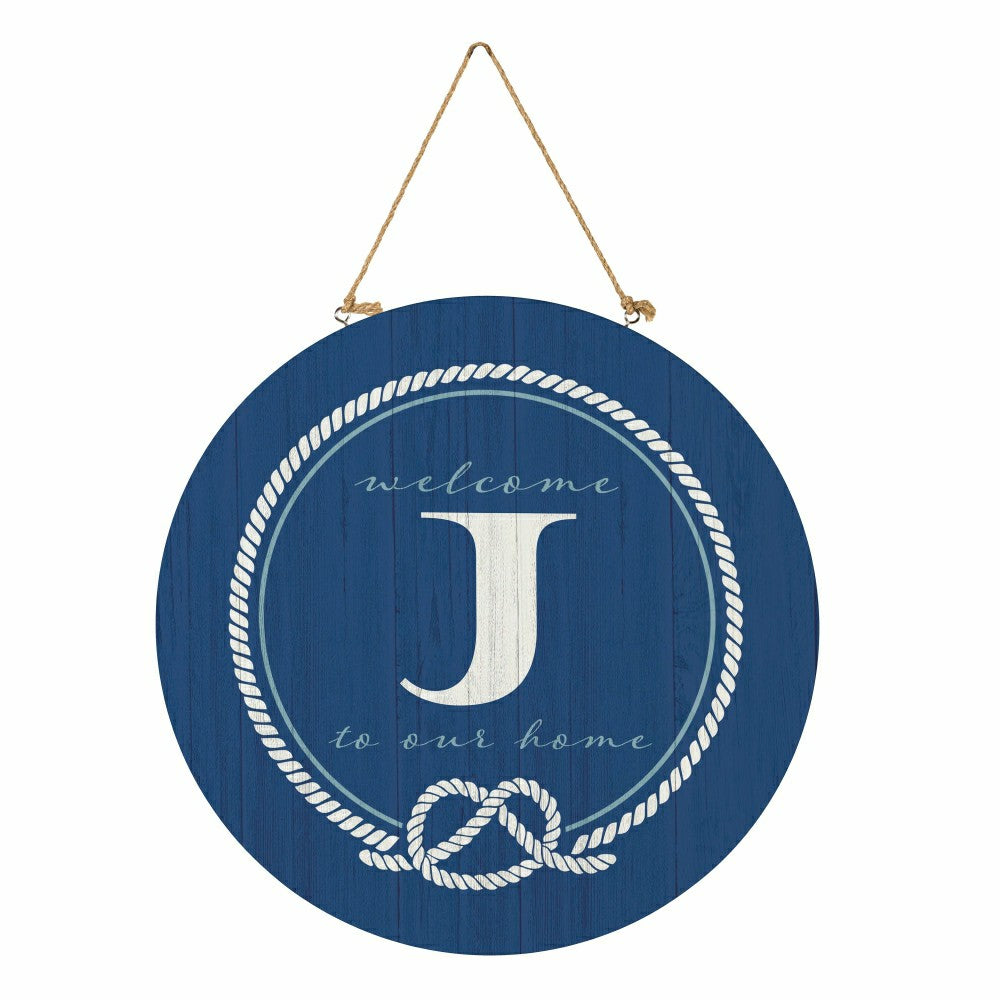 Plow & Hearth Coastal Door Décor Monogram Blue 18" J