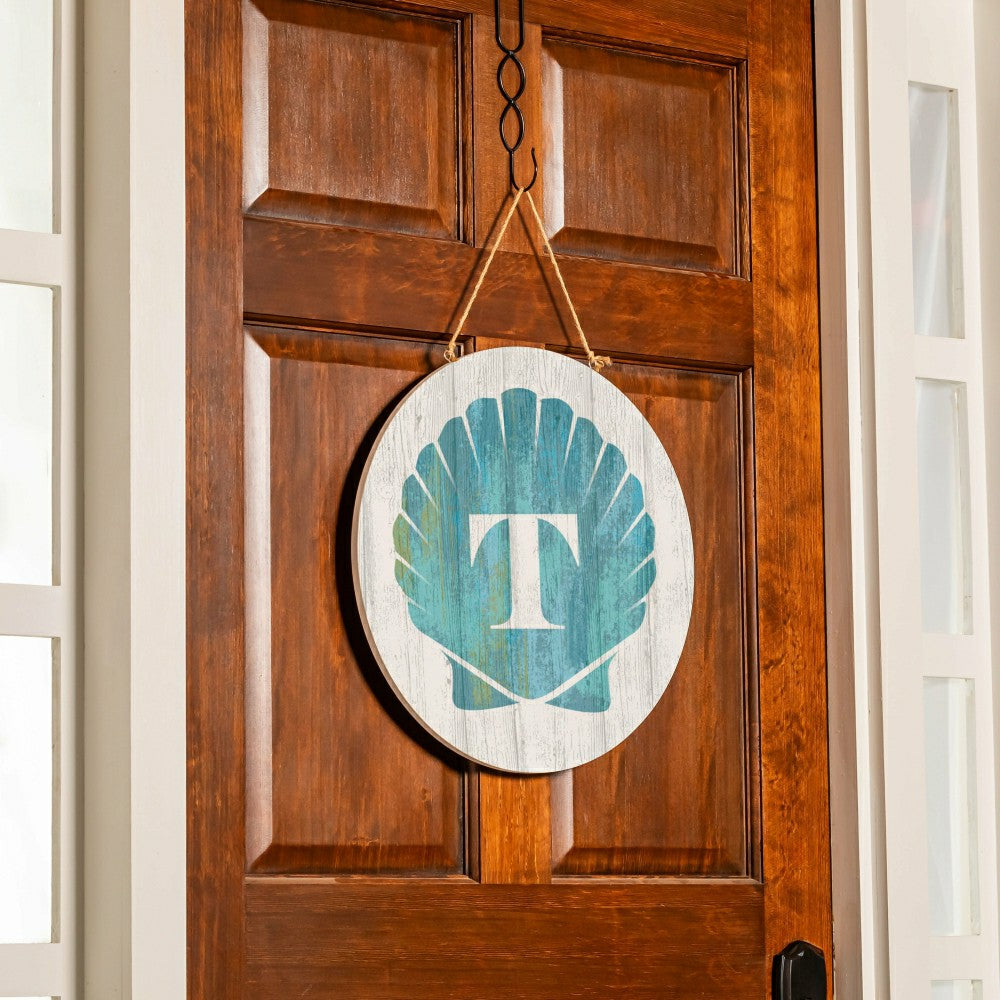Plow & Hearth Coastal Door Décor Shell Monogram 18" T