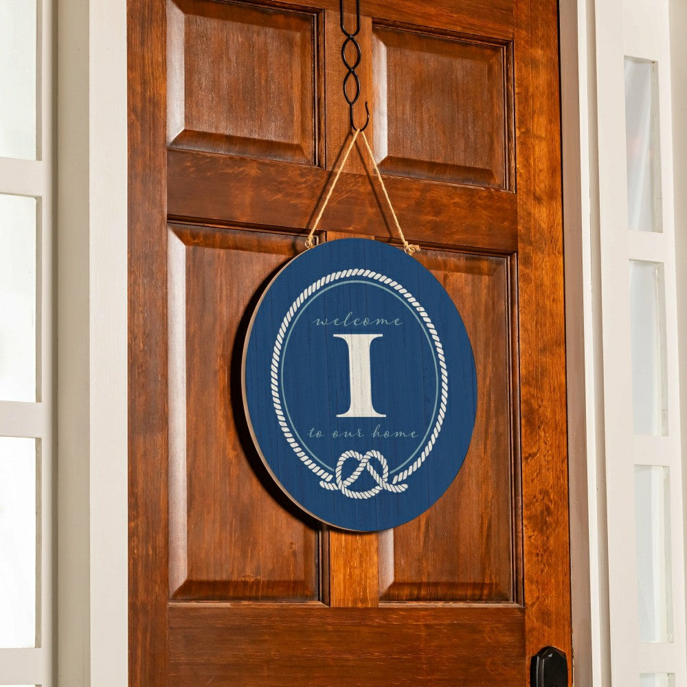 Plow & Hearth Coastal Door Décor Monogram Blue 18" I