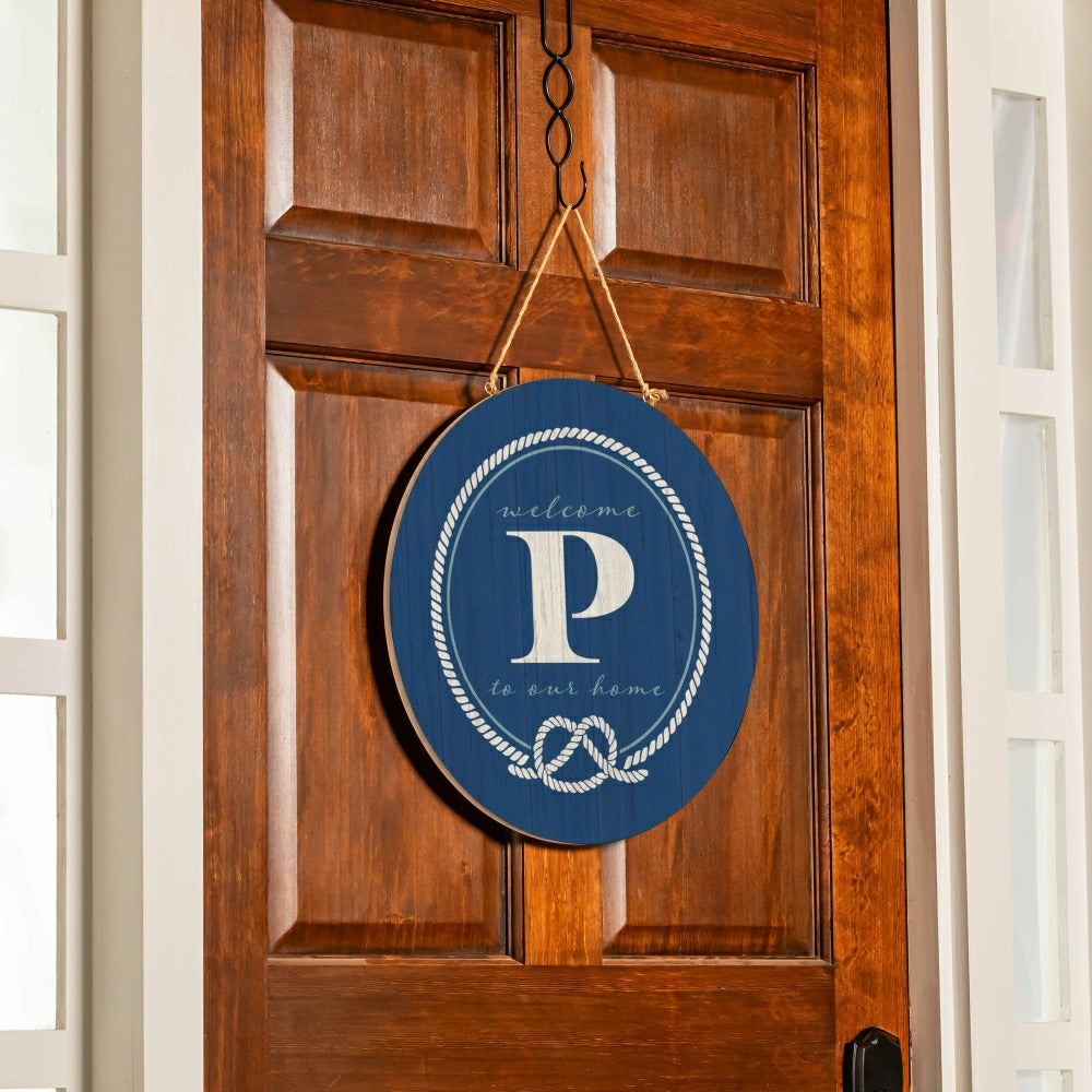 Plow & Hearth Coastal Door Décor Monogram Blue 18" P