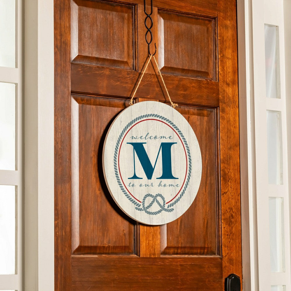 Plow & Hearth Coastal Door Décor Monogram White 18" M