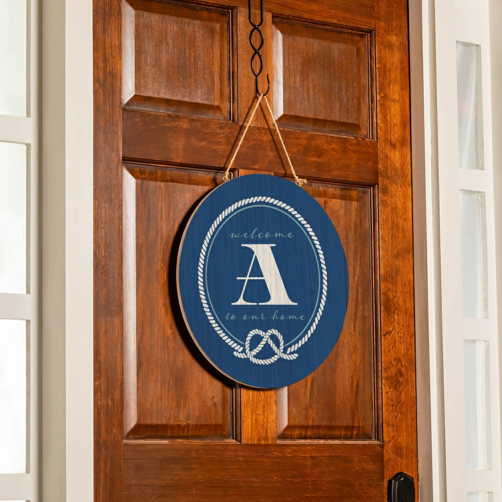 Plow & Hearth Coastal Door Décor Monogram Blue 18" A