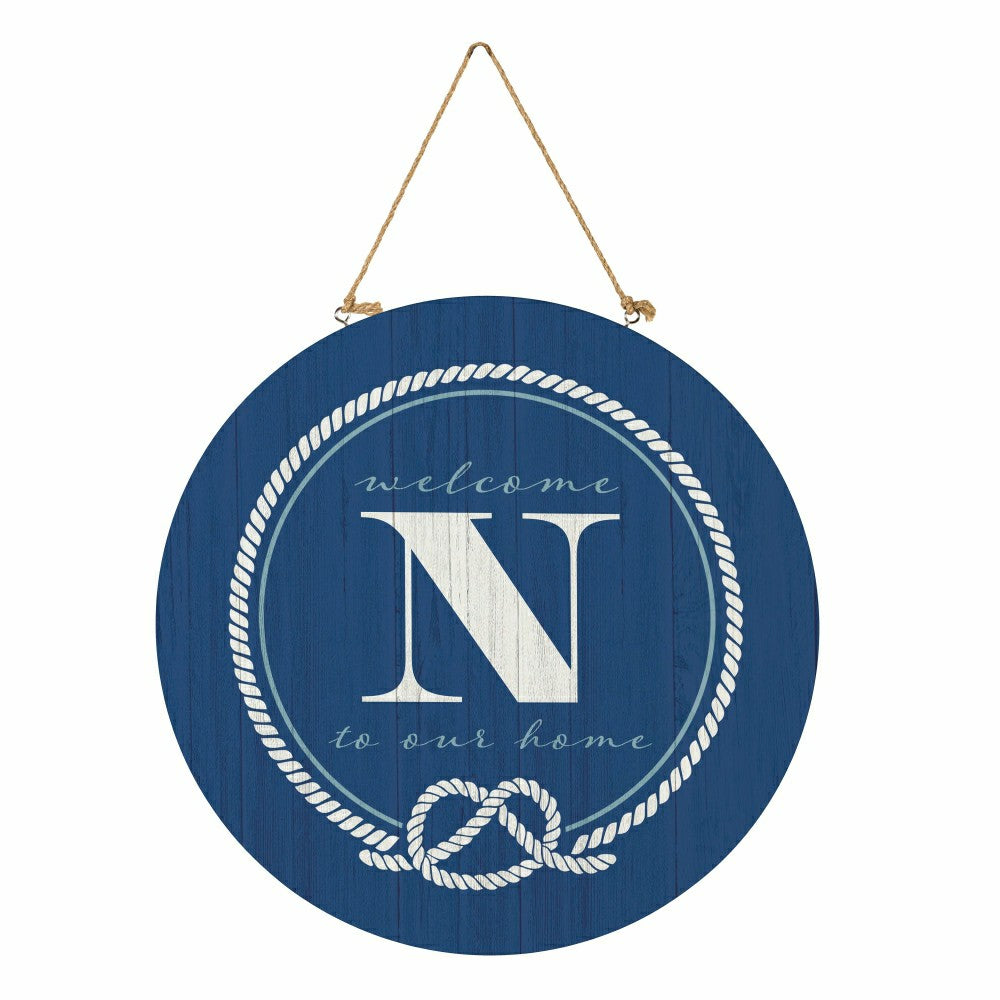 Plow & Hearth Coastal Door Décor Monogram Blue 18" N