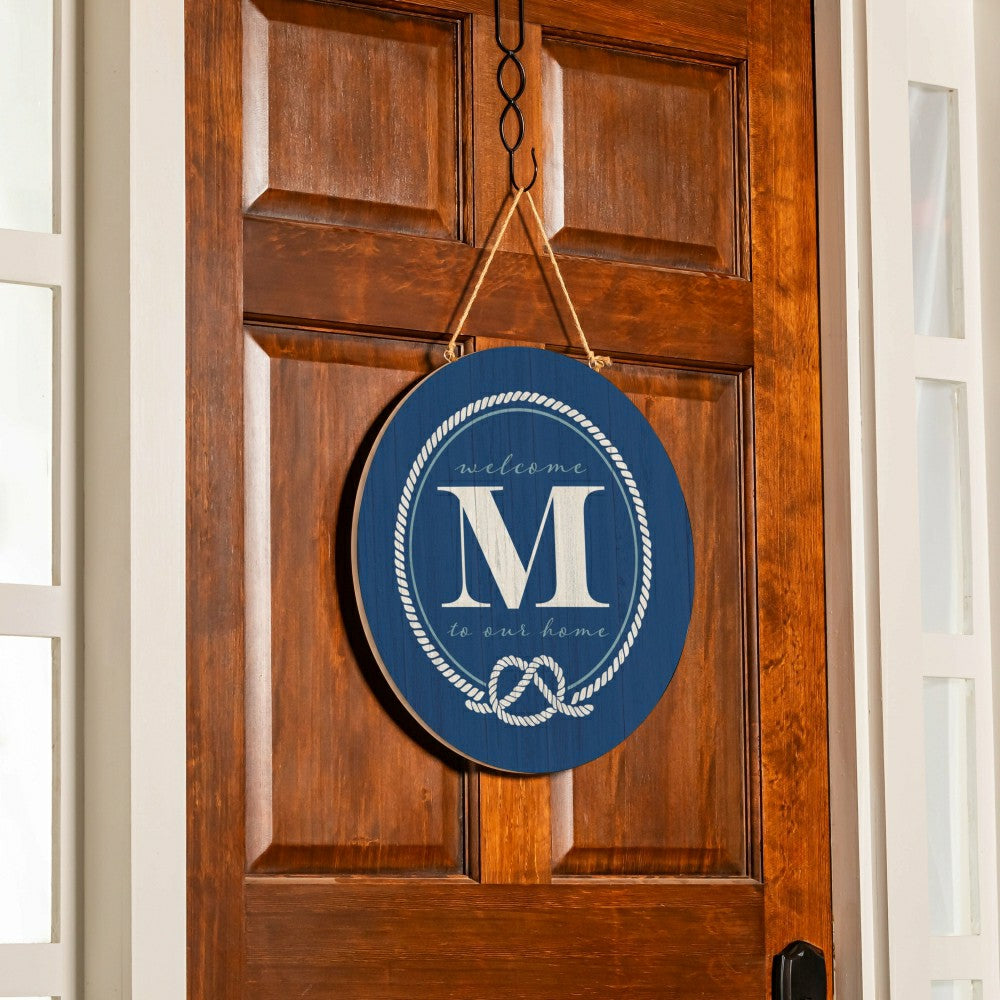 Plow & Hearth Coastal Door Décor Monogram Blue 18" M