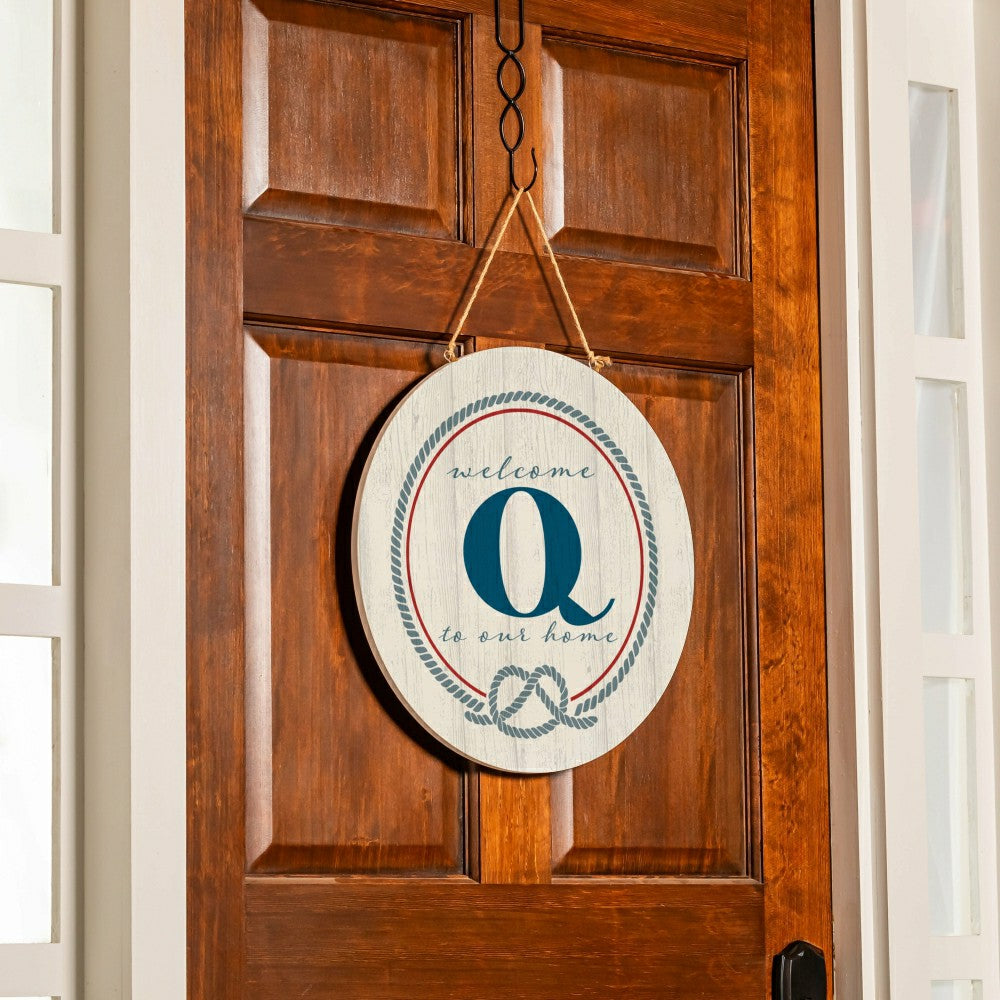 Plow & Hearth Coastal Door Décor Monogram White 18" Q