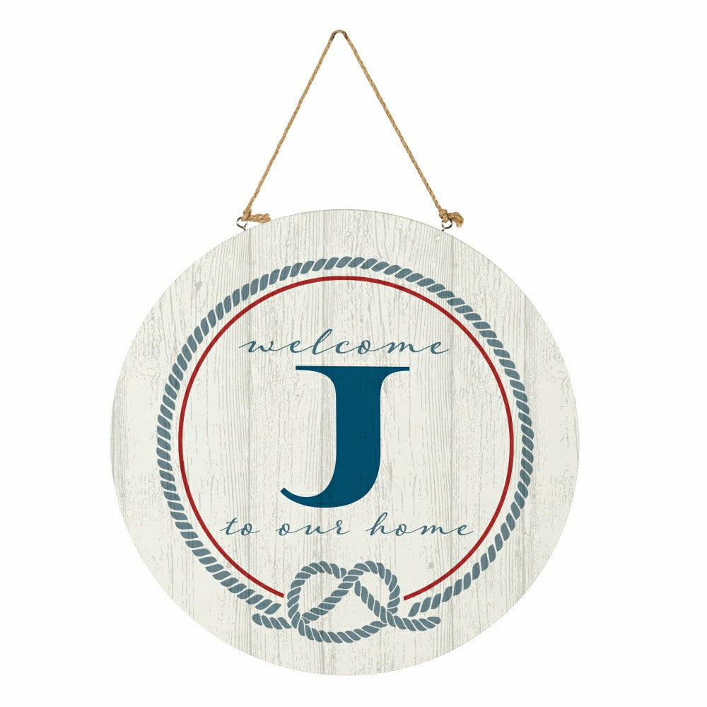 Plow & Hearth Coastal Door Décor Monogram White 18" J