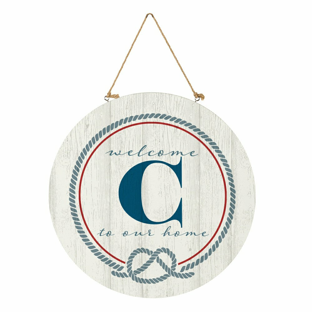 Plow & Hearth Coastal Door Décor Monogram White 18" C