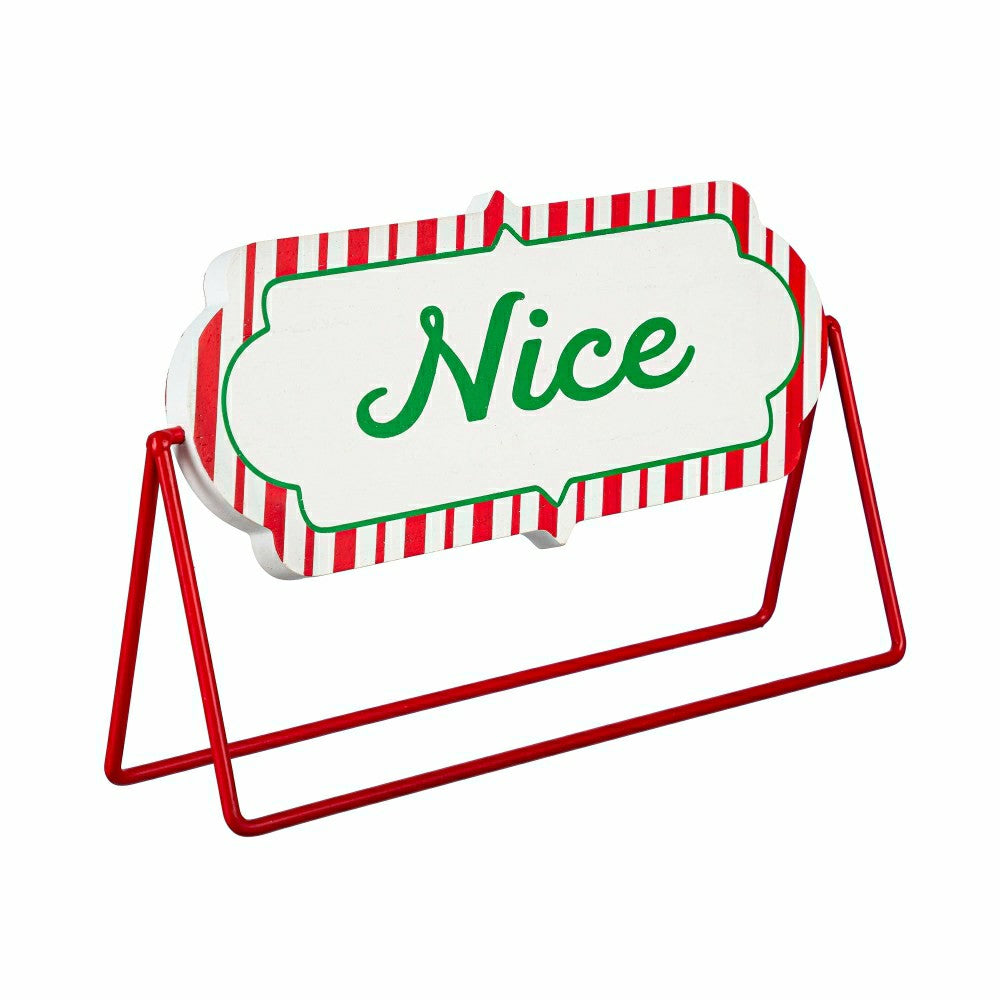 Plow & Hearth Baking Spirits Bright Table Décor Naughty or Nice Reversible Wood and