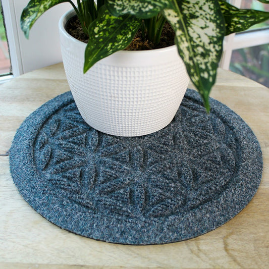 Plow & Hearth WaterHog® 12" Flower of Life Plant Trivets, Set of 4