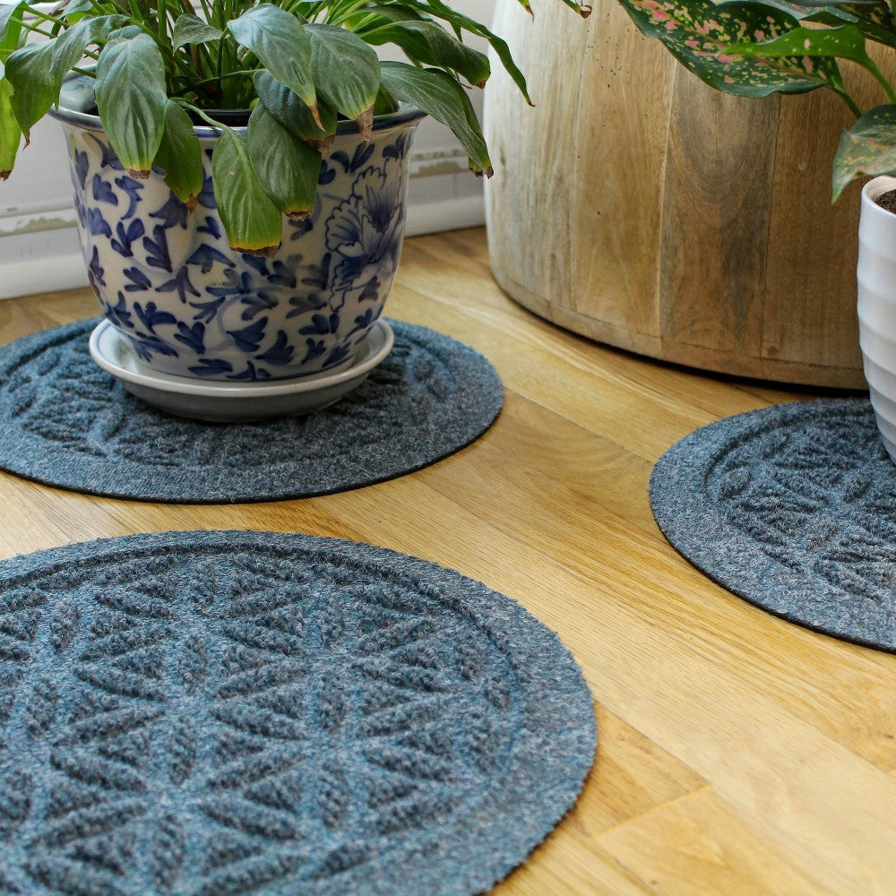 Plow & Hearth WaterHog® 12" Flower of Life Plant Trivets, Set of 4