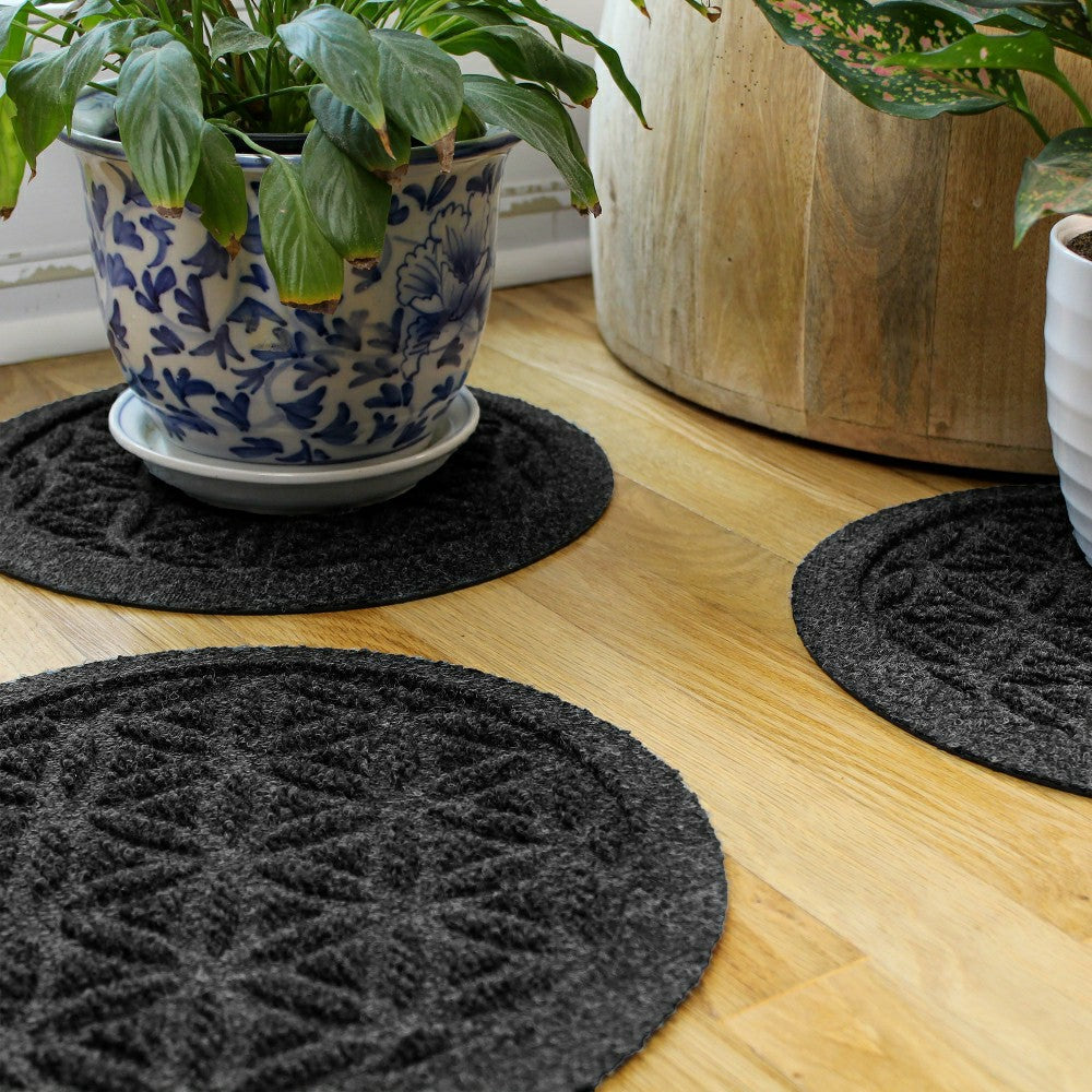 Plow & Hearth WaterHog® 12" Flower of Life Plant Trivets, Set of 4