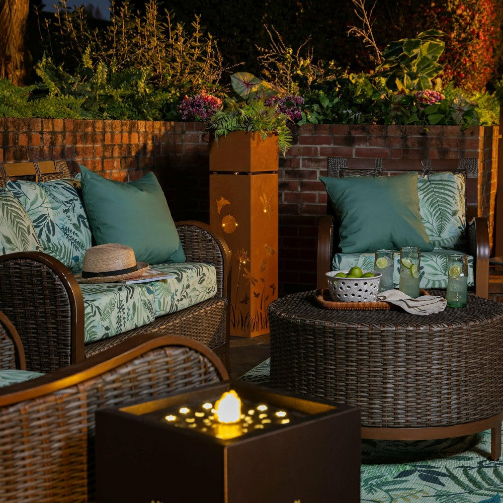 Plow & Hearth Indoor/Outdoor Lighted Metal Planter with Dragonfly Design