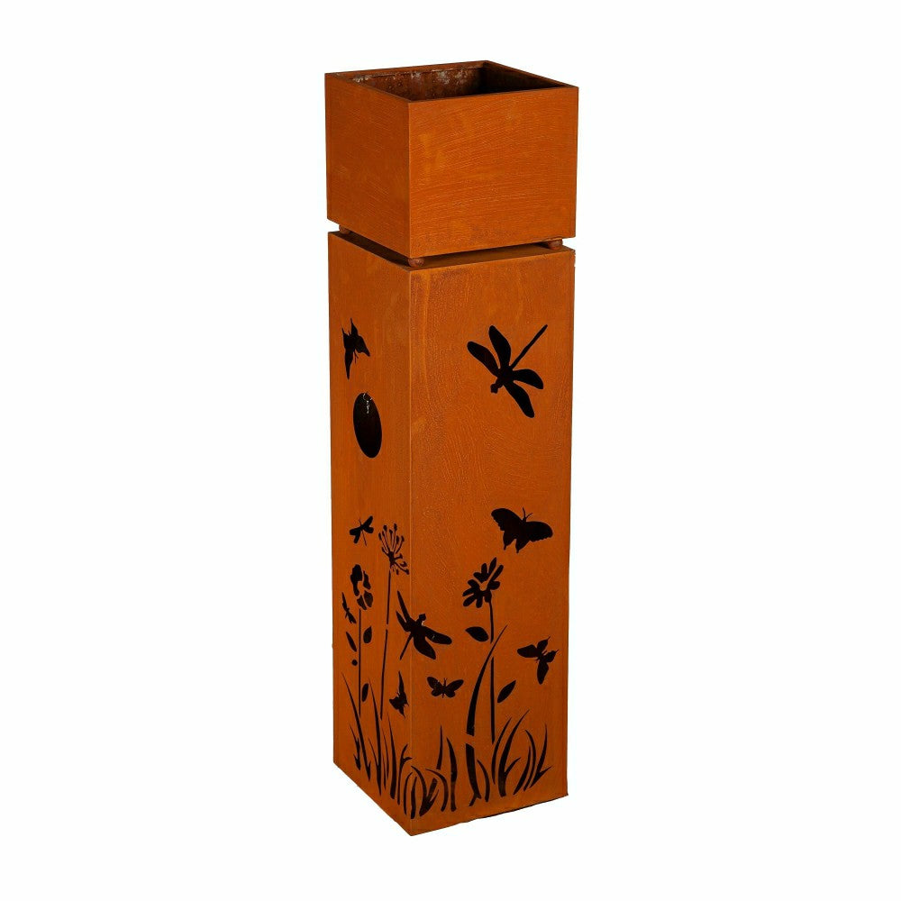 Plow & Hearth Indoor/Outdoor Lighted Metal Planter with Dragonfly Design