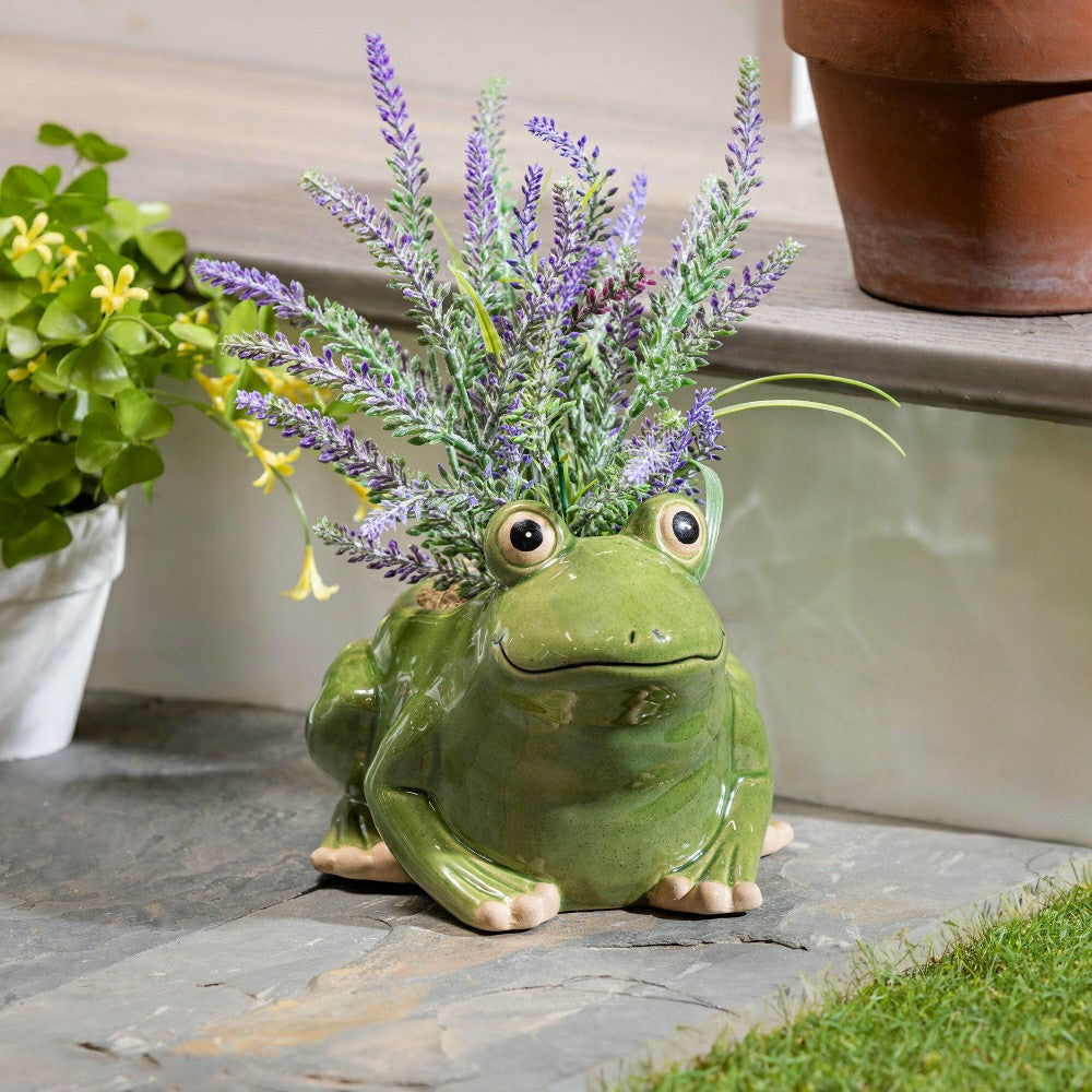 Plow & Hearth Pollinator Garden Planter, Ceramic Frog