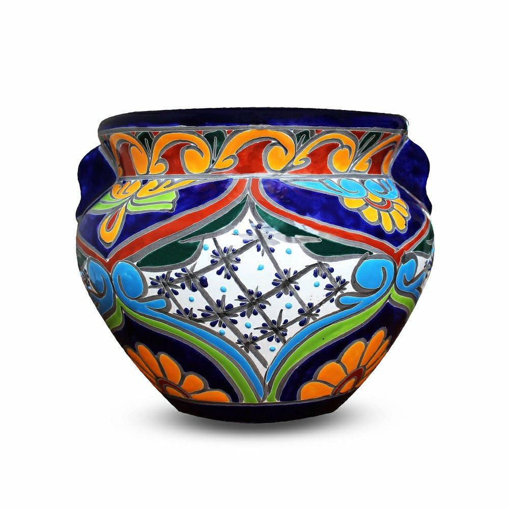 Plow & Hearth Large Multicolored Talavera Chata Planter