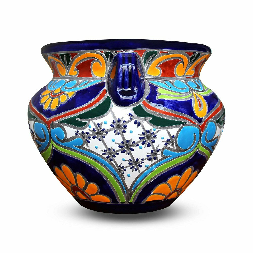 Plow & Hearth Large Multicolored Talavera Chata Planter