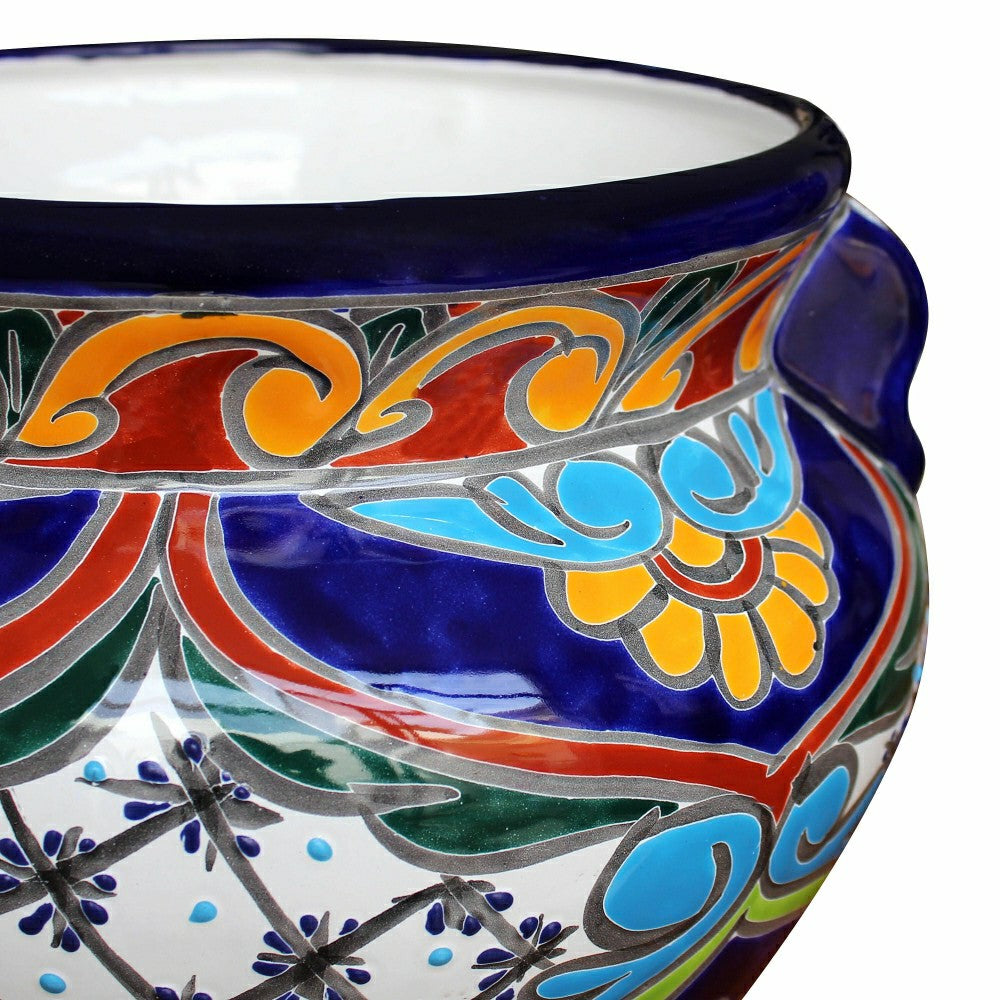 Plow & Hearth Large Multicolored Talavera Chata Planter
