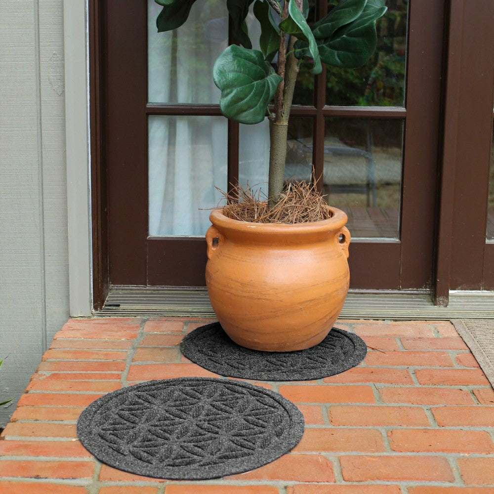 Plow & Hearth WaterHog® 17" Flower of Life Plant Trivets, Set of 2