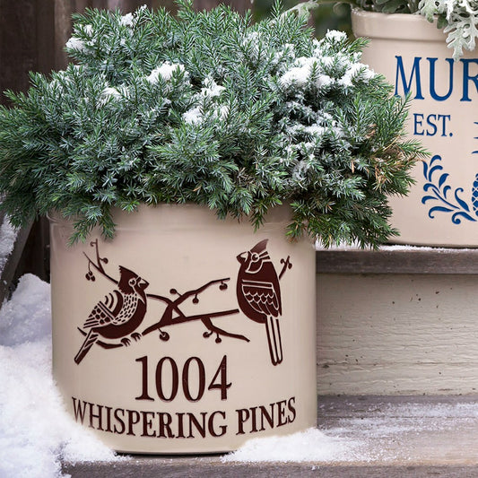 Plow & Hearth Cardinal Address Stoneware Crock