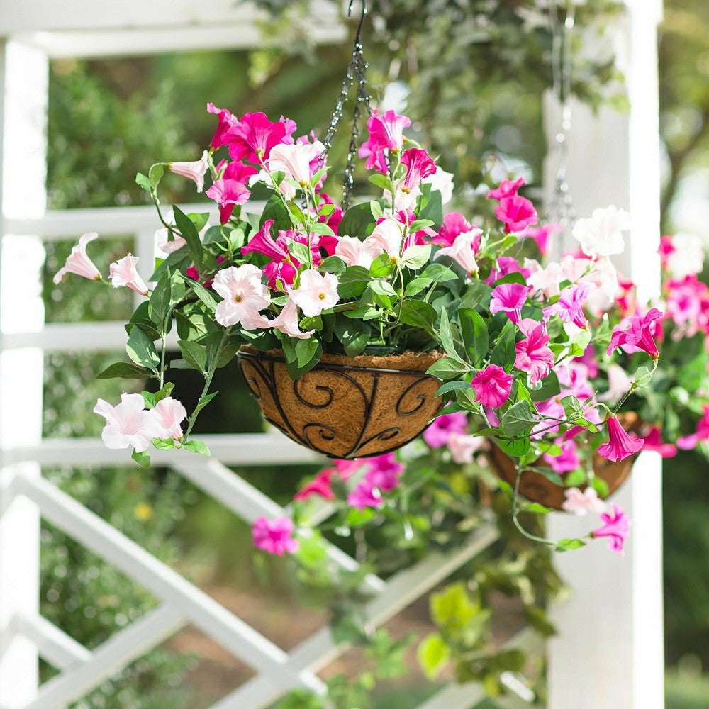 Plow & Hearth Faux Petunia Hanging Basket