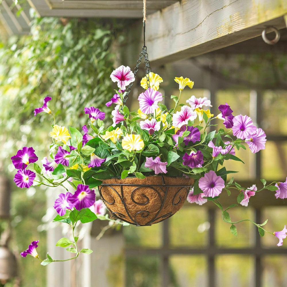 Plow & Hearth Faux Petunia Hanging Basket