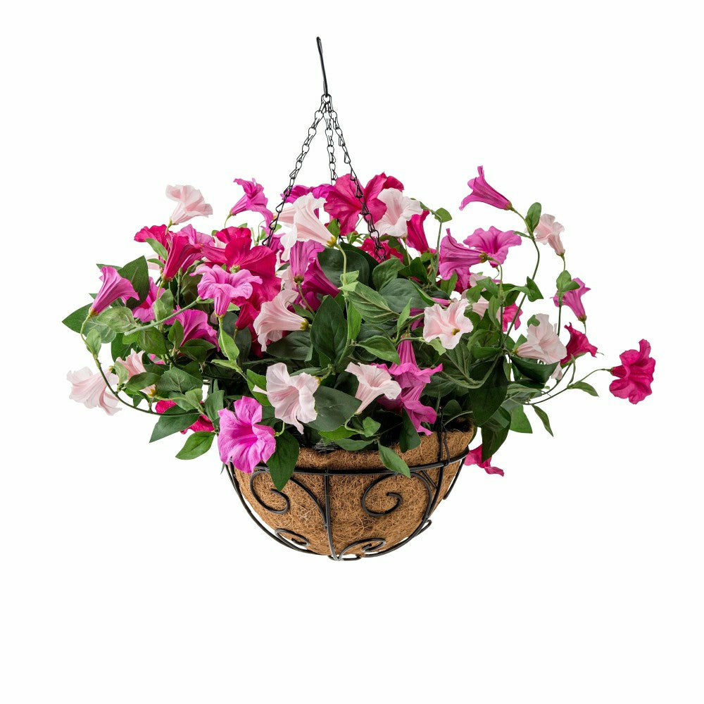 Plow & Hearth Faux Petunia Hanging Basket