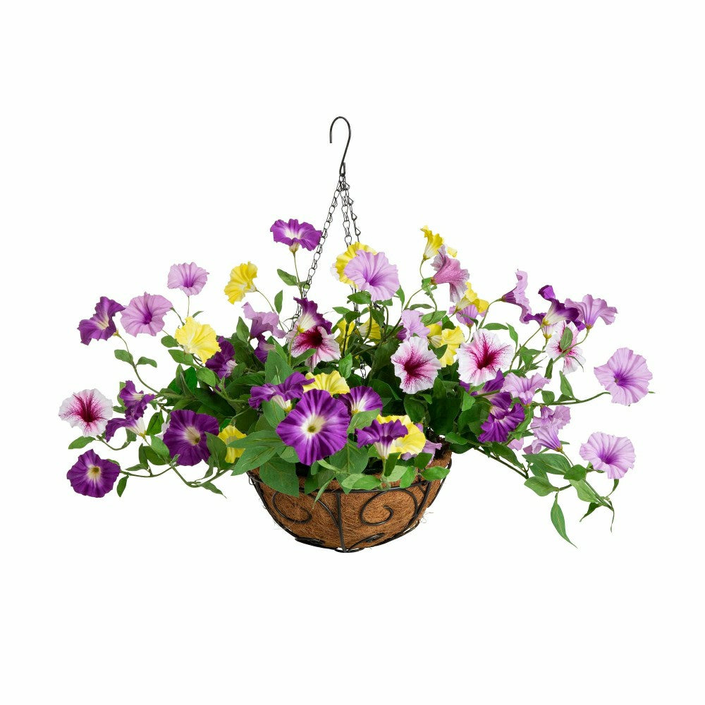 Plow & Hearth Faux Petunia Hanging Basket