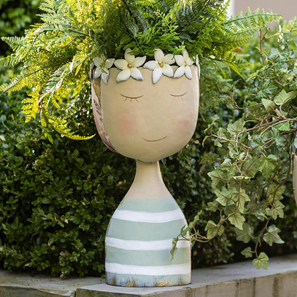 Plow & Hearth Pastel Head Planter, Striped