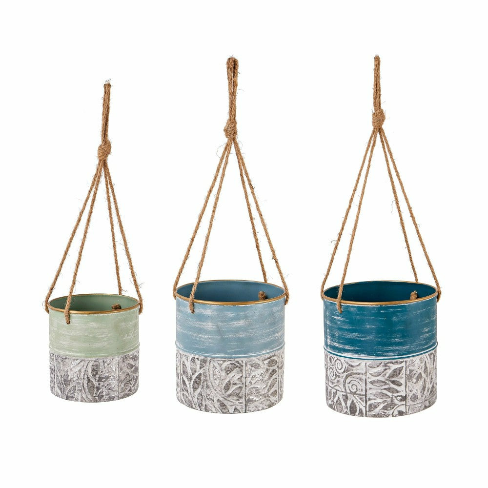 Plow & Hearth Painted Metal Hanging Planters, Set of 3