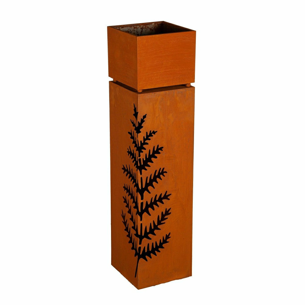 Plow & Hearth Indoor/Outdoor Lighted Metal Planter with Fern Design
