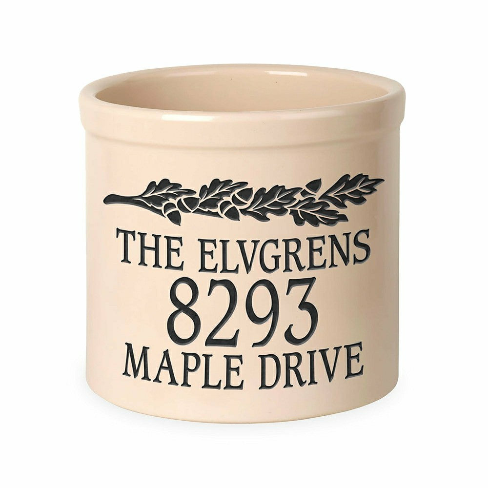 Plow & Hearth Acorn Personalized Address Crock With Name And House Number