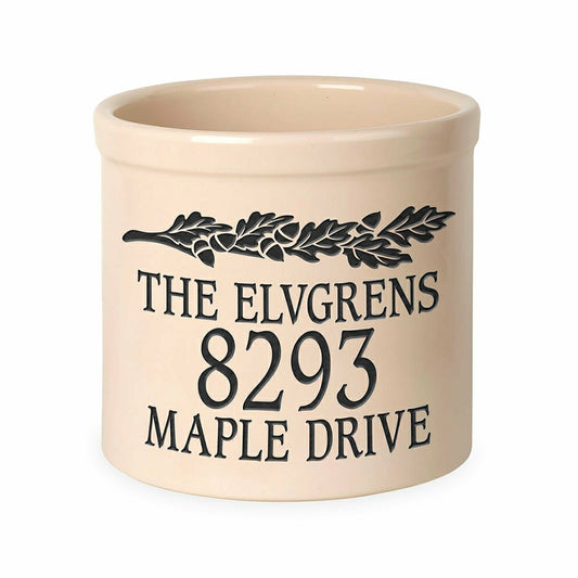 Plow & Hearth Acorn Personalized Address Crock With Name And House Number