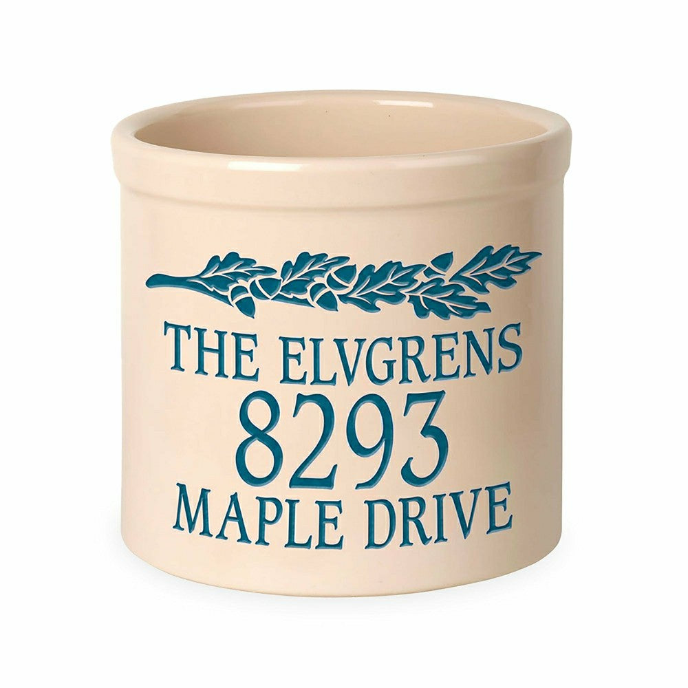 Plow & Hearth Acorn Personalized Address Crock With Name And House Number