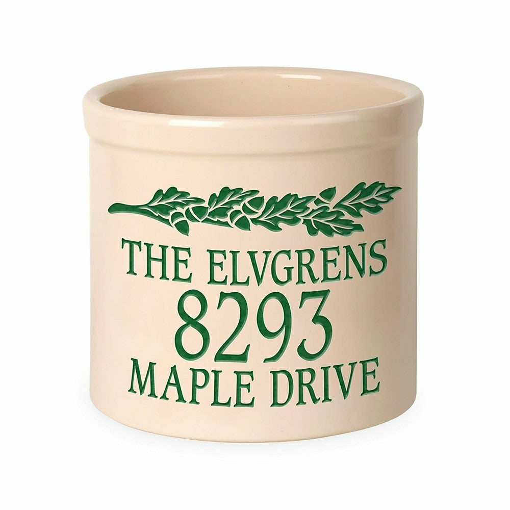 Plow & Hearth Acorn Personalized Address Crock With Name And House Number